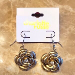 Charlotte Russe Gold Floral Dangling  Earrings